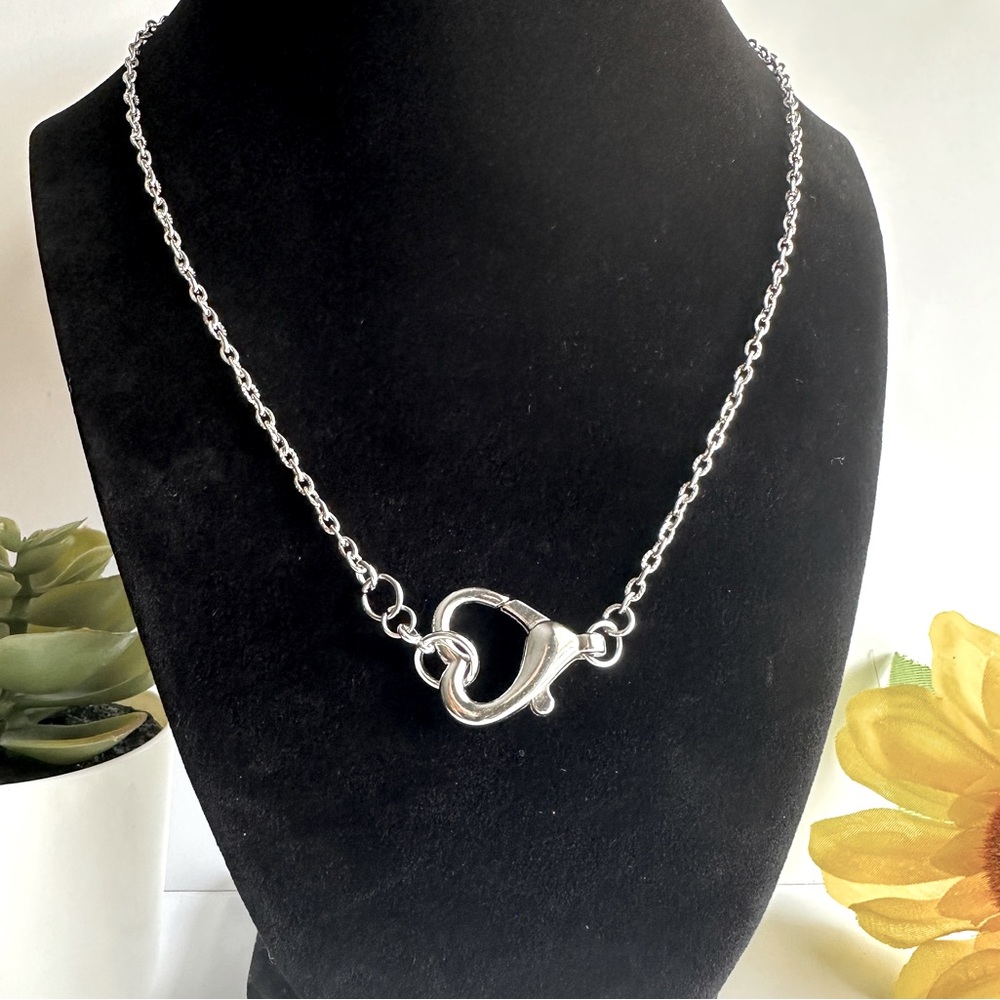 Handcrafted Silvertone Heart Necklace - Unisex, Handmade, Handmade jewlery